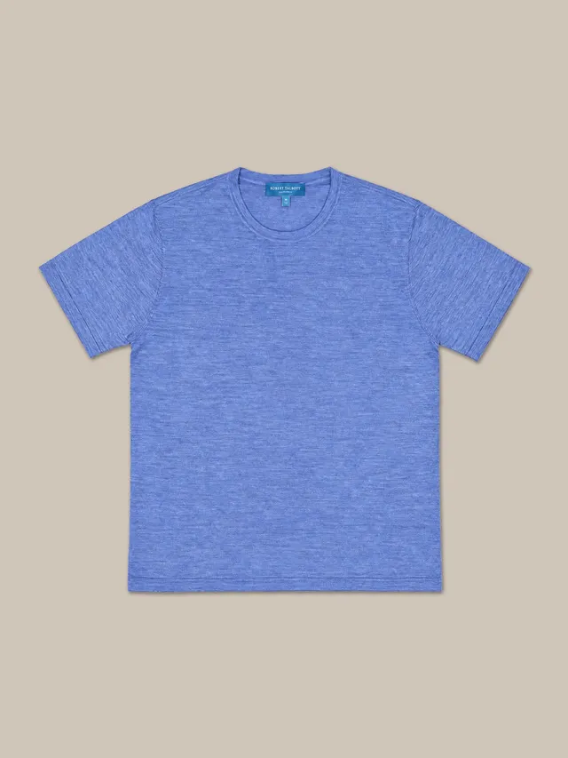 Robert Talbott Lawrence maglione lana seta blu melange