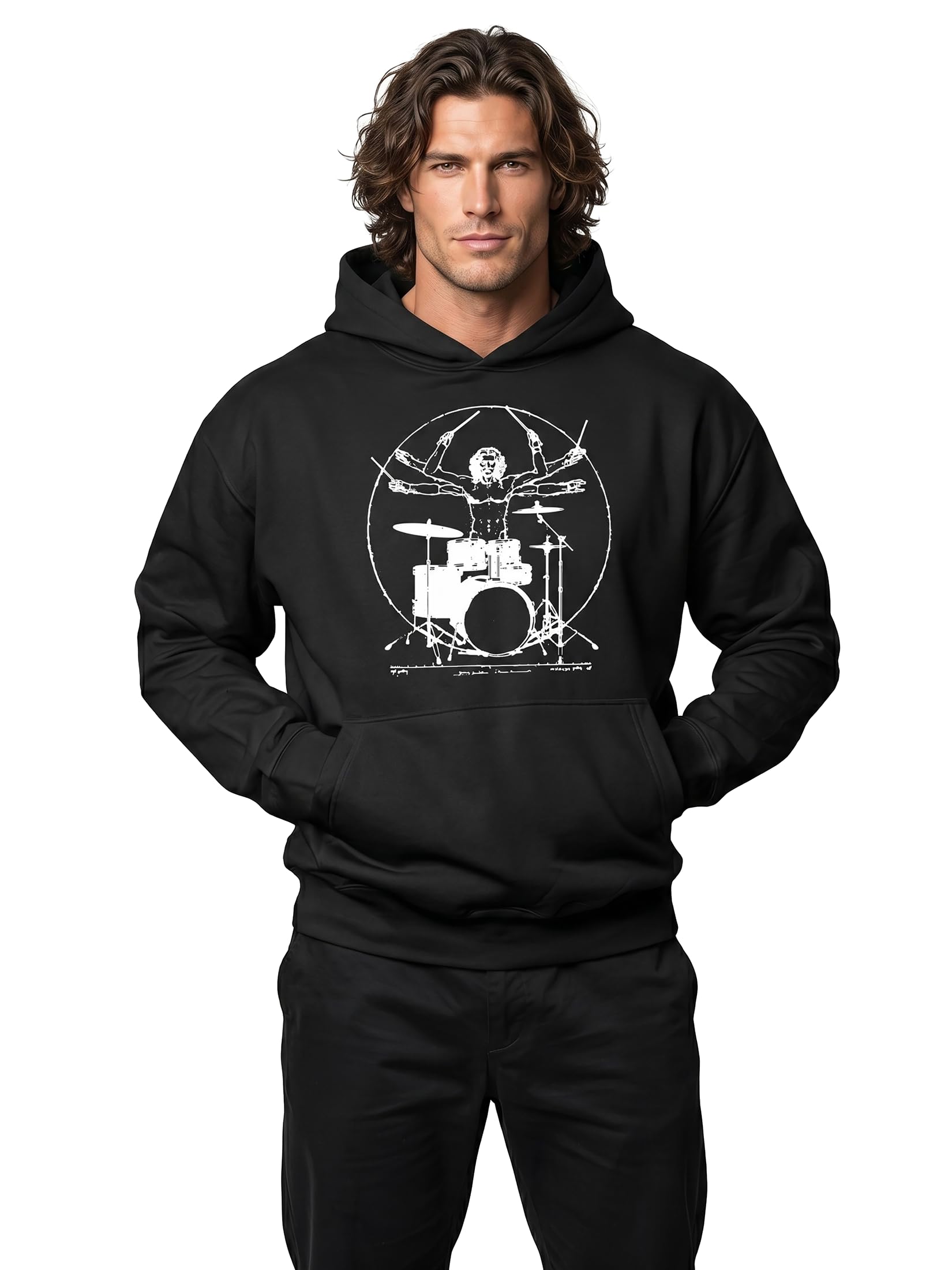 Makaya Felpa Cappuccio Uomo M Stampa Chitarra Rock Cotone