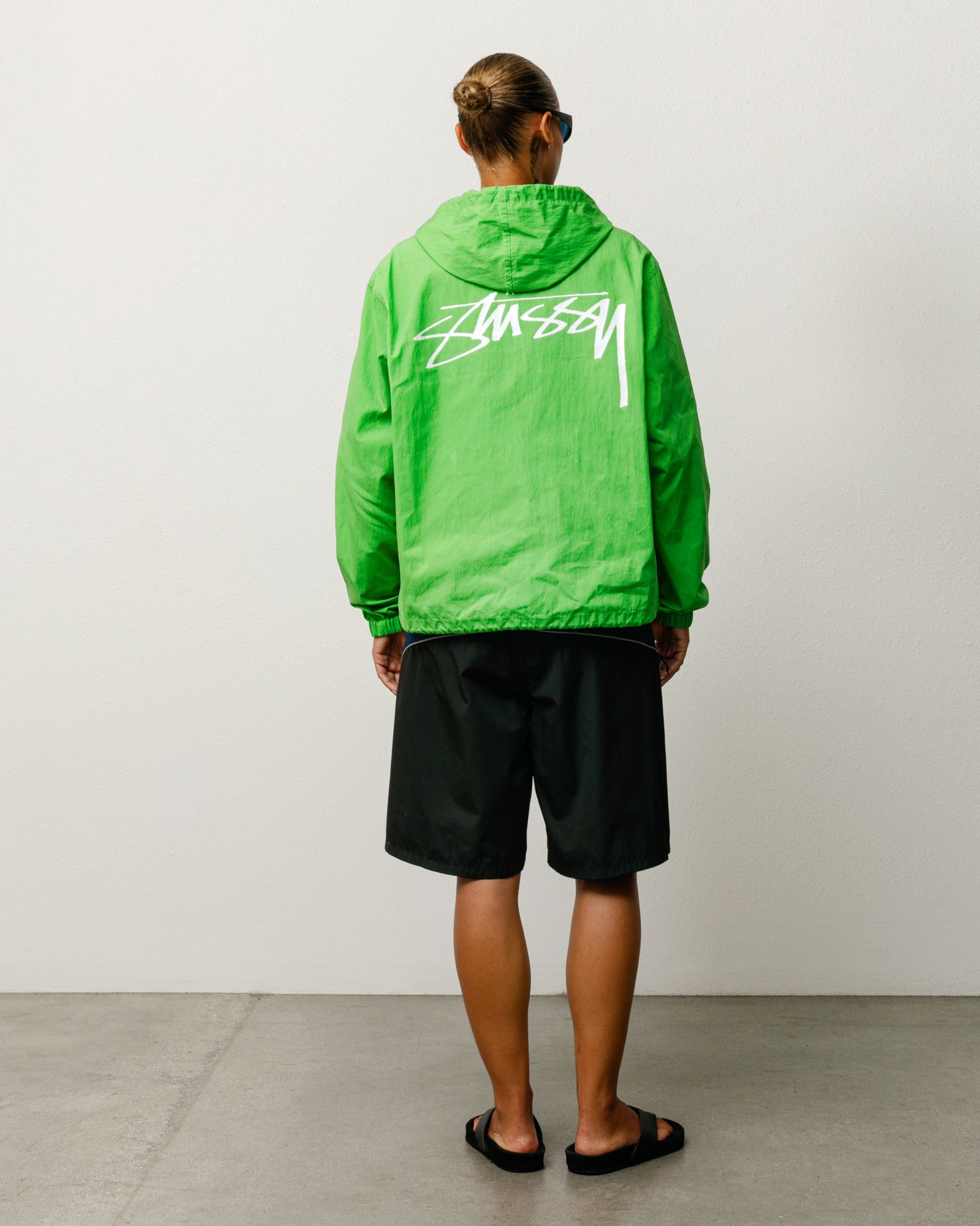 Stussy Shell giacca cotone cerato verde kiwi uomo