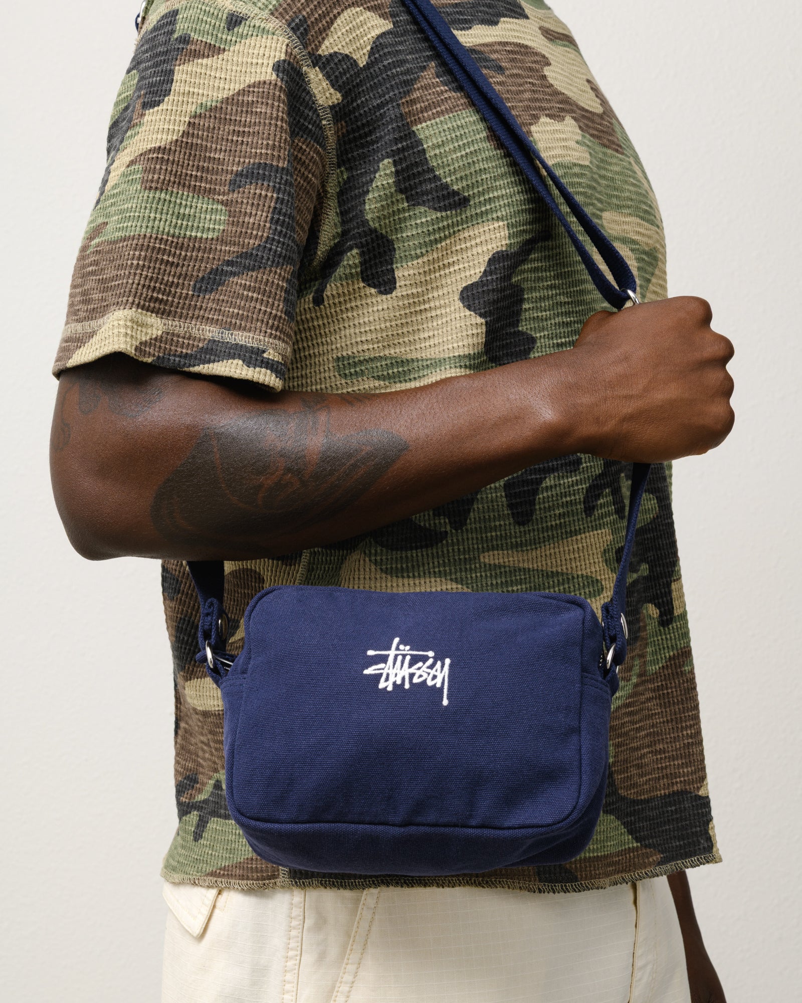 Stussy Accessories Canvas Pouch pochette Navy cotone
