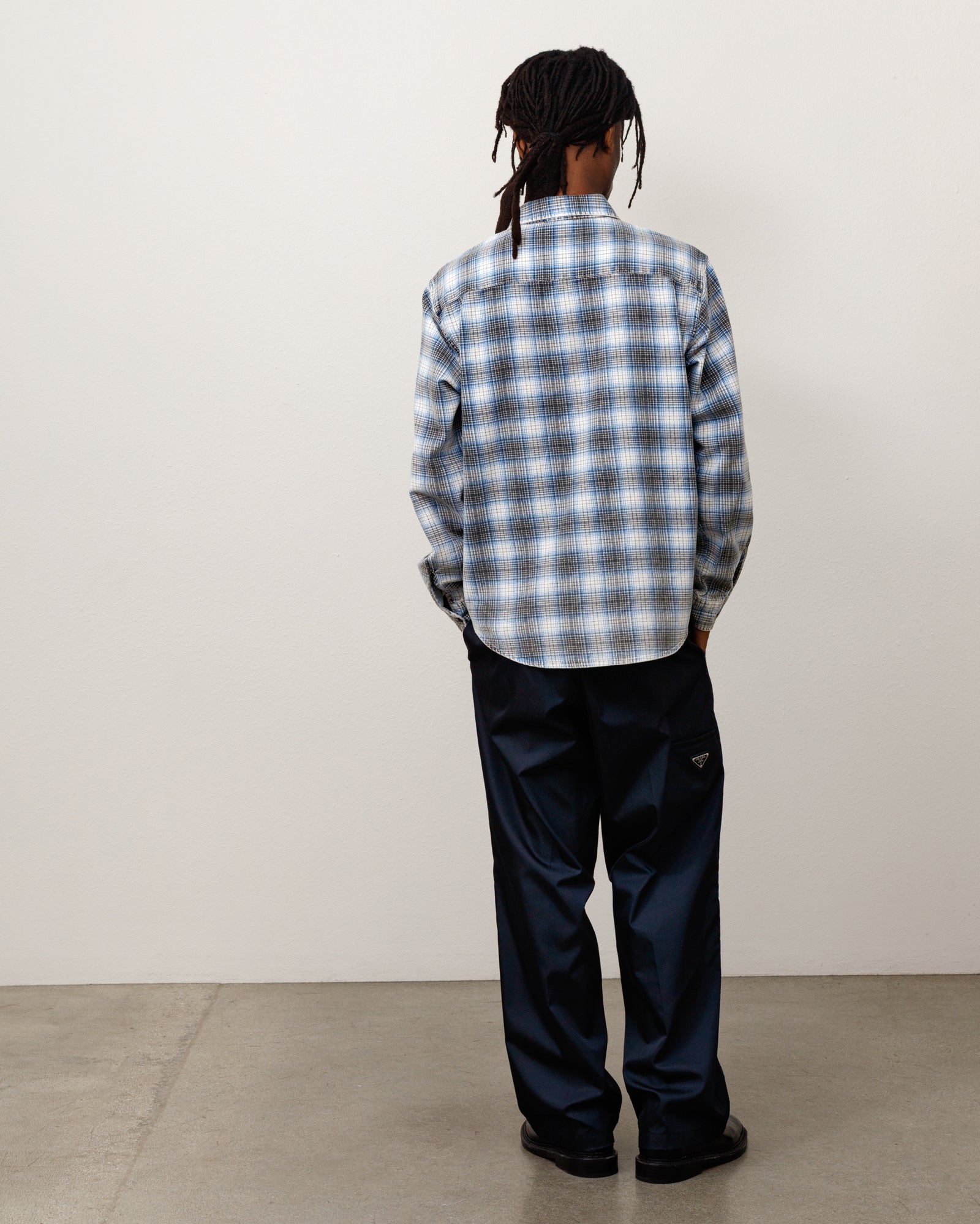 Stussy Dax Printed Shirt camicia blu flanella