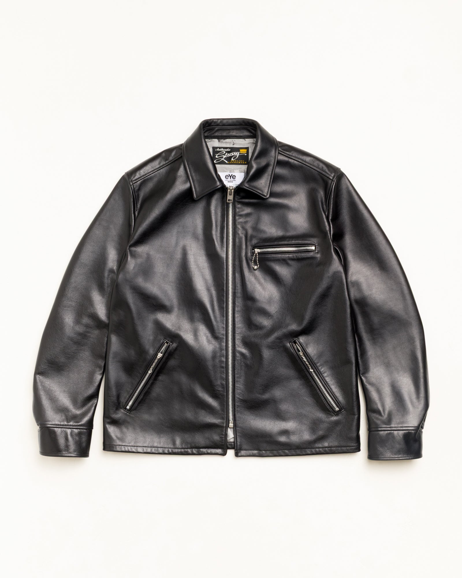 Stussy Junya Leather Jacket giacca pelle nera pelle 100%