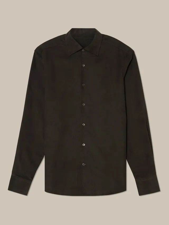 Robert Talbott Morgan Corduroy Camicia Velluto Oliva Cotone