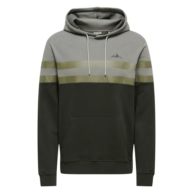 Only & Sons Thor Reg felpa cappuccio grigio cotone uomo