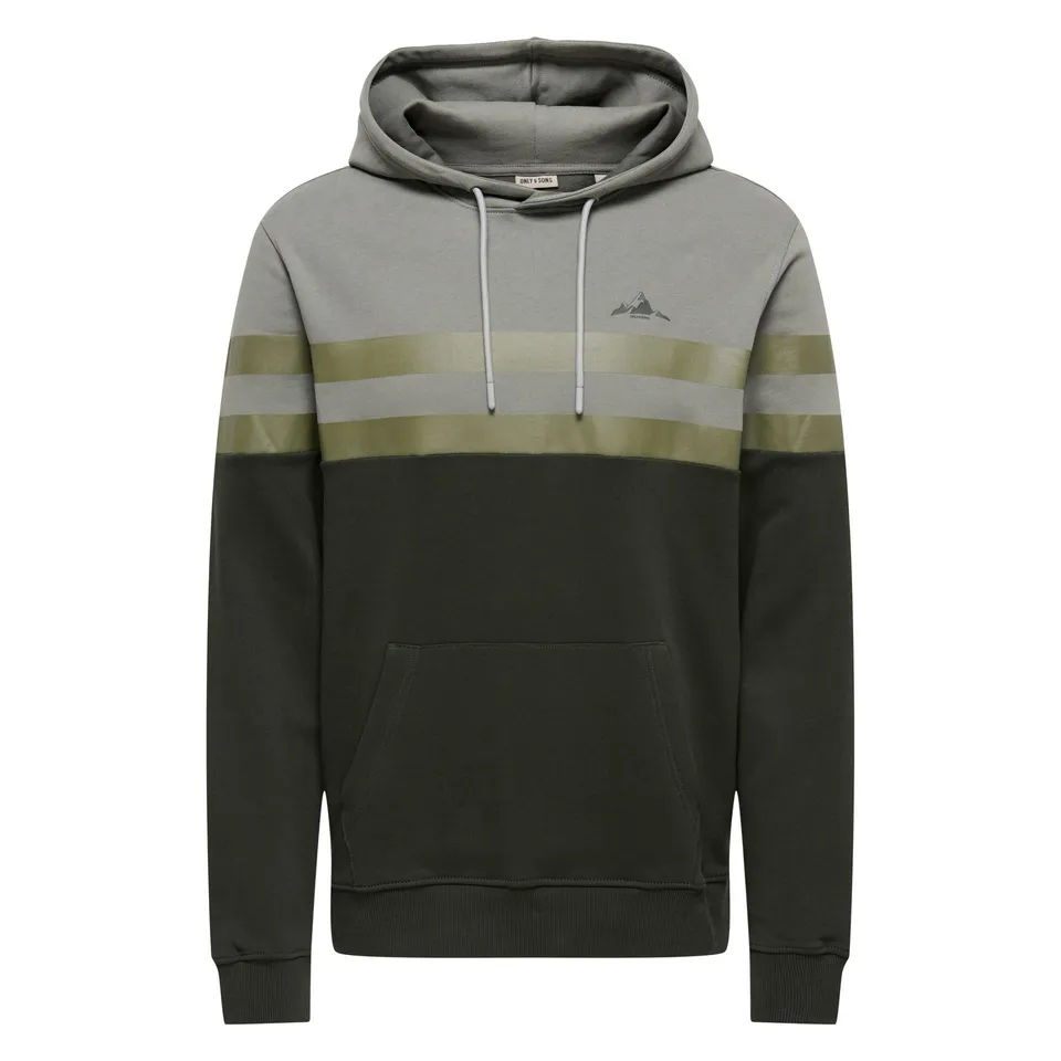 Only & Sons Thor Reg felpa cappuccio grigio cotone uomo