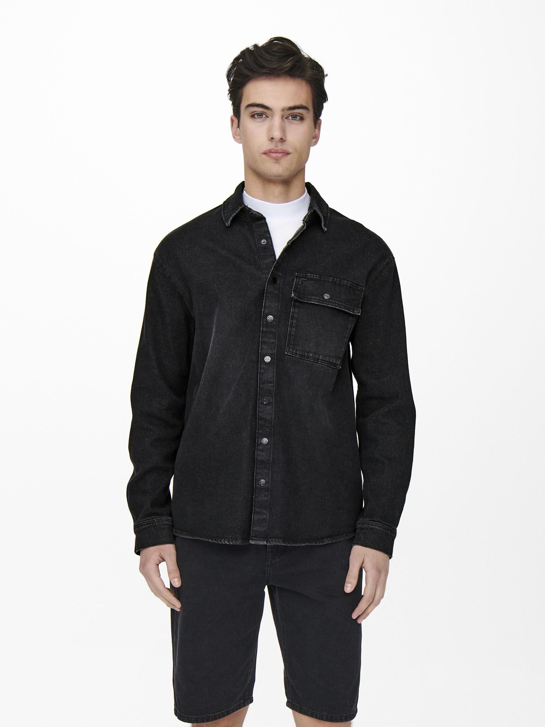 ONLY & SONS Denim Overshirt Camicia Jeans Uomo