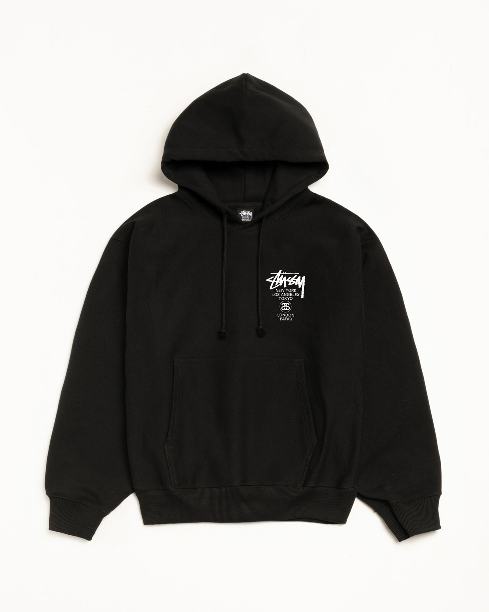 Stussy World Tour Hoodie felpa nera cotone 430gsm