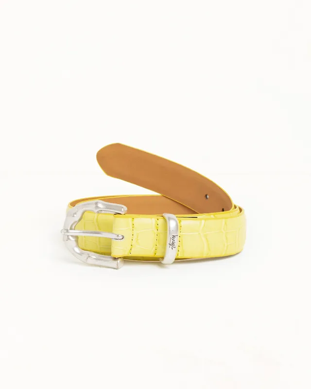 Stussy Bamboo Buckle Belt cintura pelle citron 102 cm