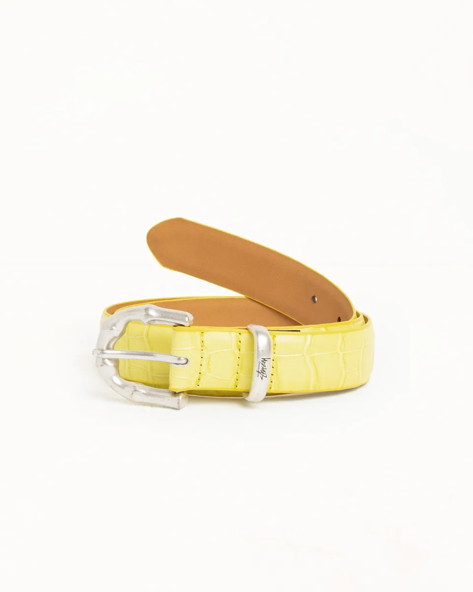 Stussy Bamboo Buckle Belt cintura pelle citron 102 cm