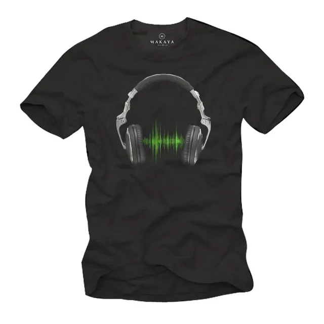 MAKAYA Cuffie T-Shirt Uomo Cotone Musica Elettronica L