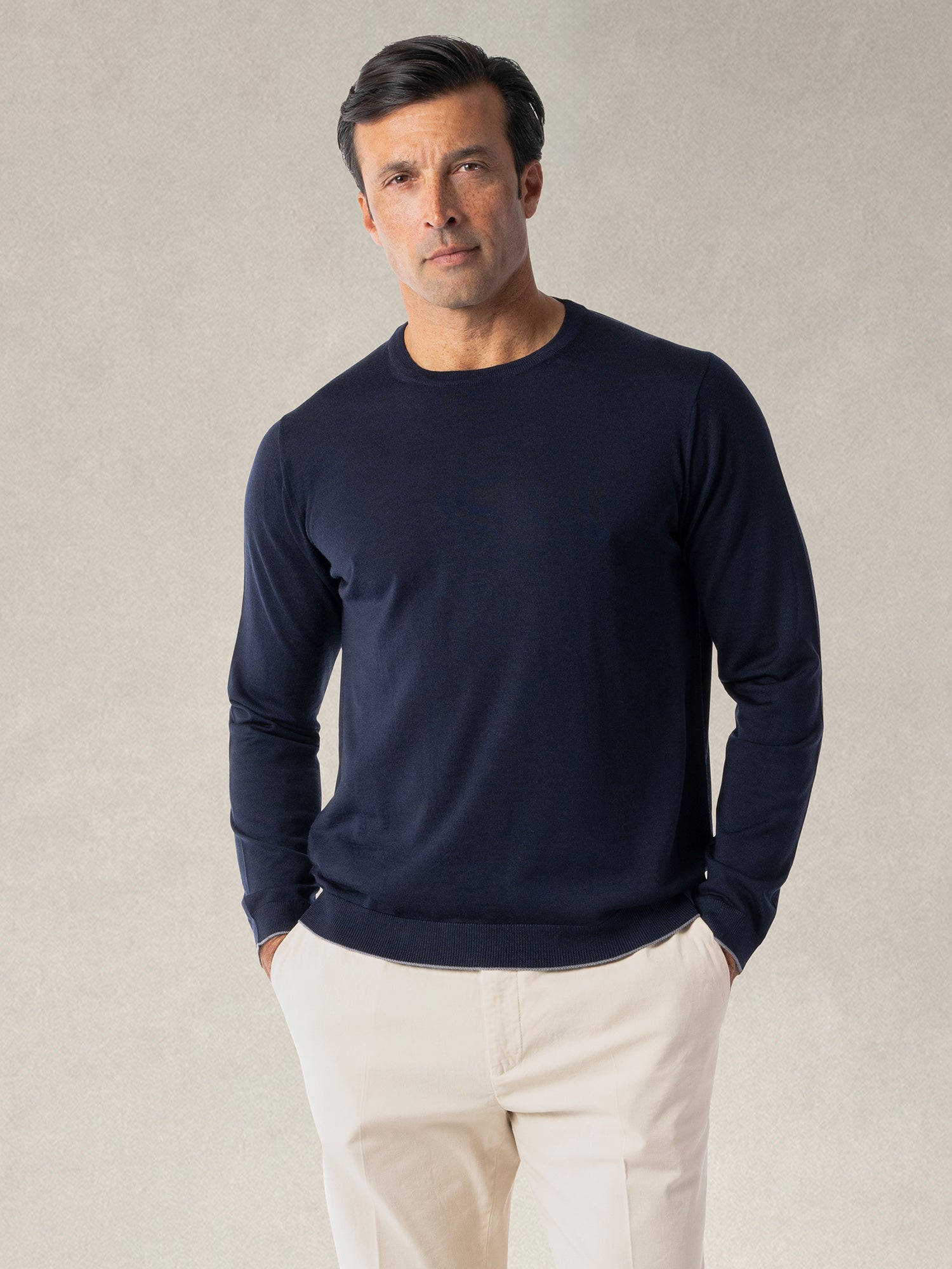 Robert Talbott Keaton Maglione Uomo Navy Merino
