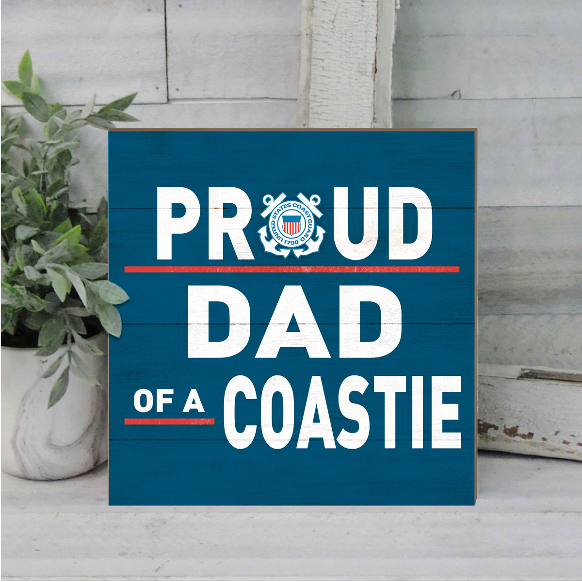 7.62 Design Coast Guard Targa Legno 25x25cm Proud Dad Blu