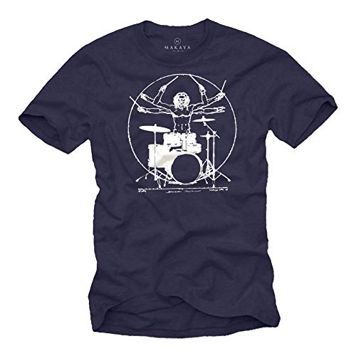 Makaya Drummer Batterista T-Shirt Uomo Cotone Manica Corta