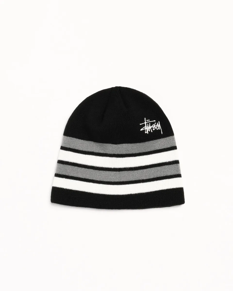 Stussy Basic Stripe Skullcap beanie berretto nero acrilico