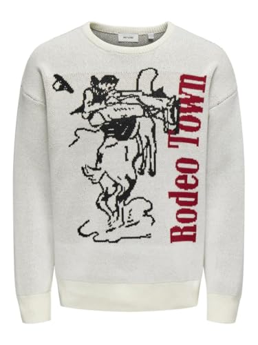 ONLY & SONS Onsgunner RLX Maglione Jacquard Grigio Taglia L