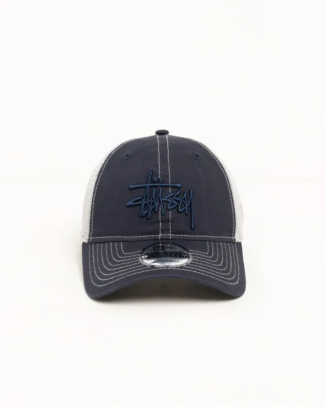 Stussy 9TWENTY Washed Basic Trucker cappello navy cotone
