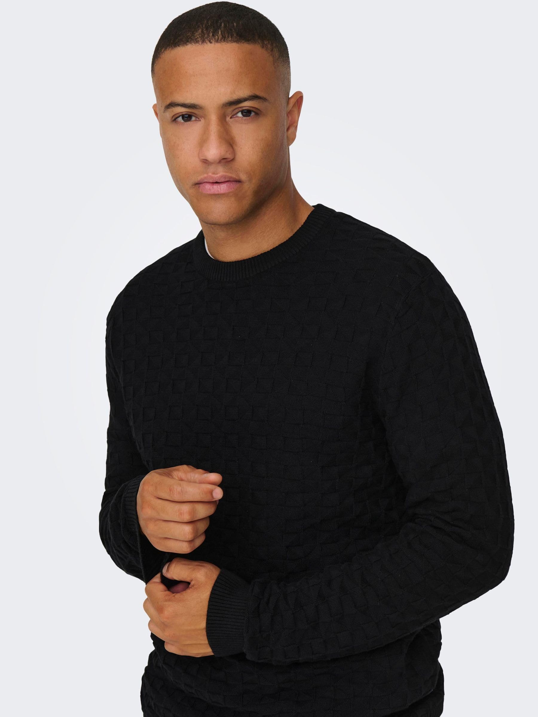 Only & Sons Onskalle Maglione Uomo Nero Girocollo