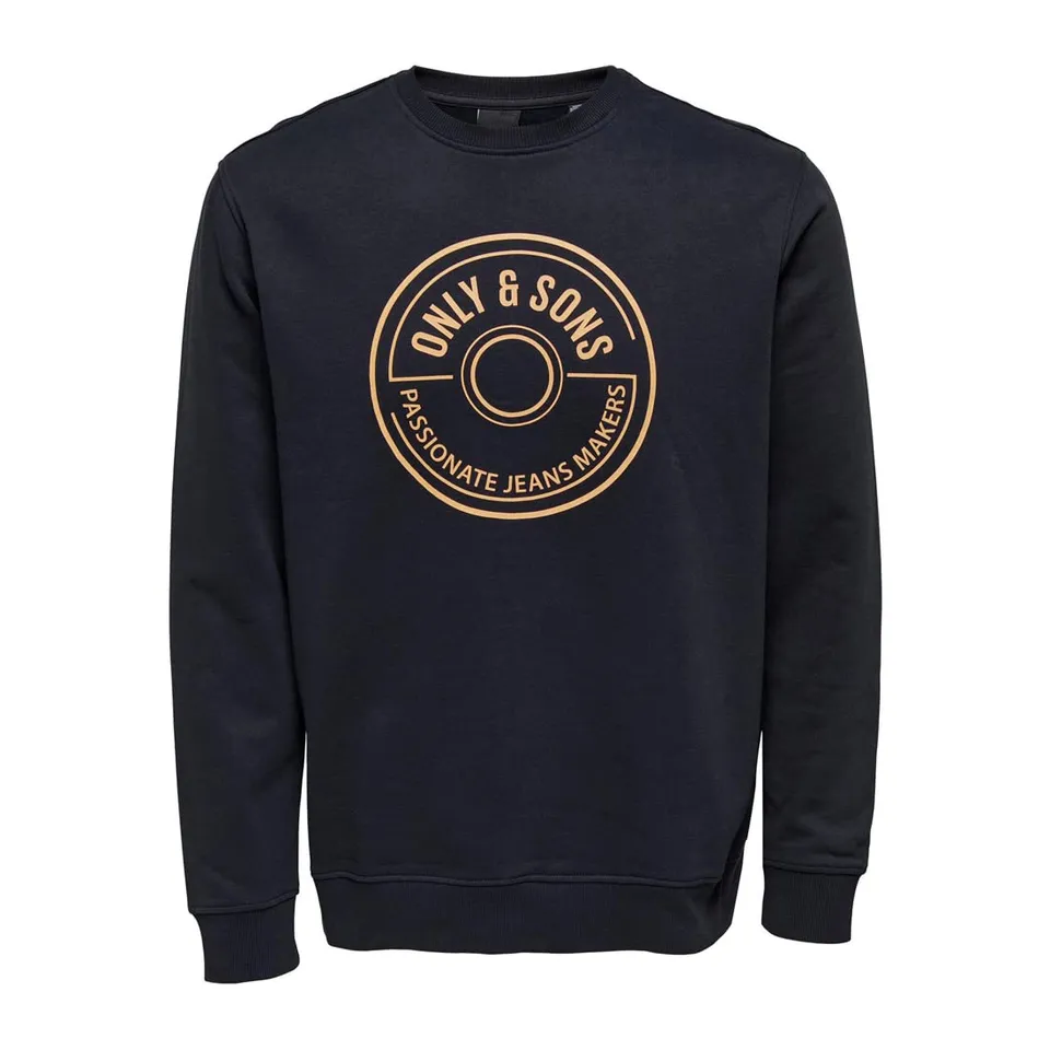 Only & Sons Regular Logo Crew felpa uomo L blu beige cotone