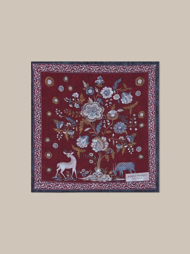 Robert Talbott Collins Garden fazzoletto bordeaux seta