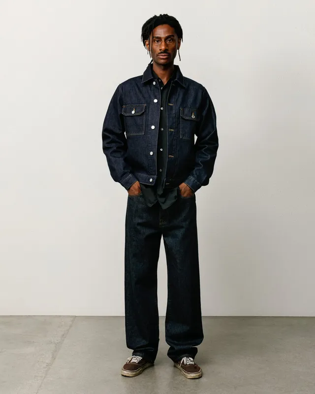 Stussy Denim Trucker Jacket Giacca Rinsed Indigo 475gsm