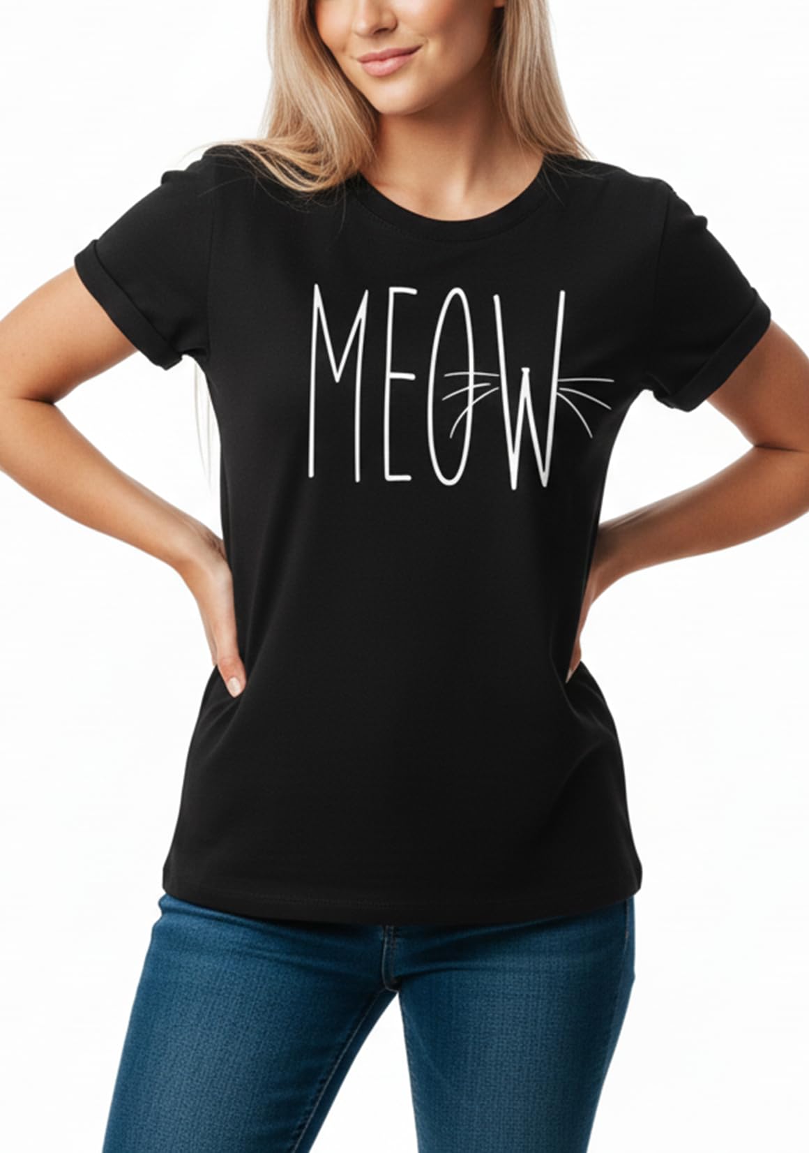 MAKAYA Meow maglietta donna in cotone taglia S