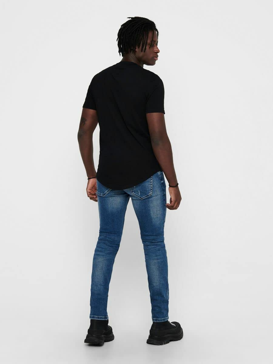 ONLY & SONS Longline T-shirt maglietta nero S tasca petto