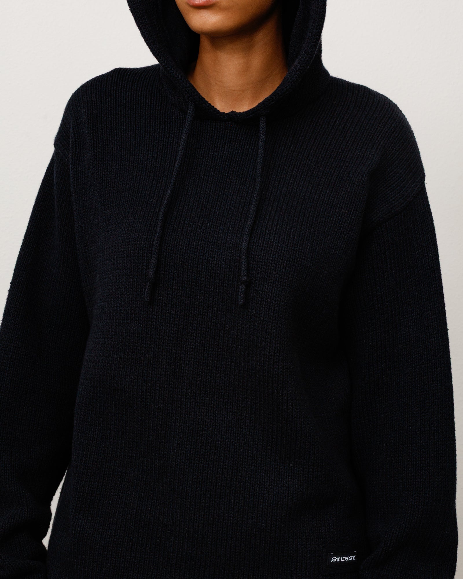 Stussy Beach Hooded Sweater felpa nera lino cotone