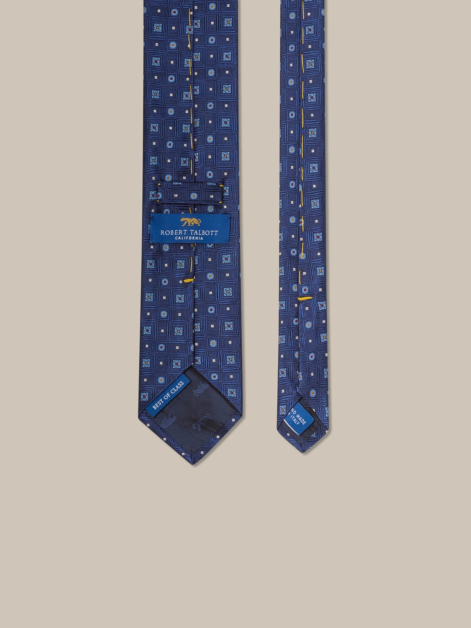 Robert Talbott Robert Square Jacquard Cravatta Seta Blu Navy