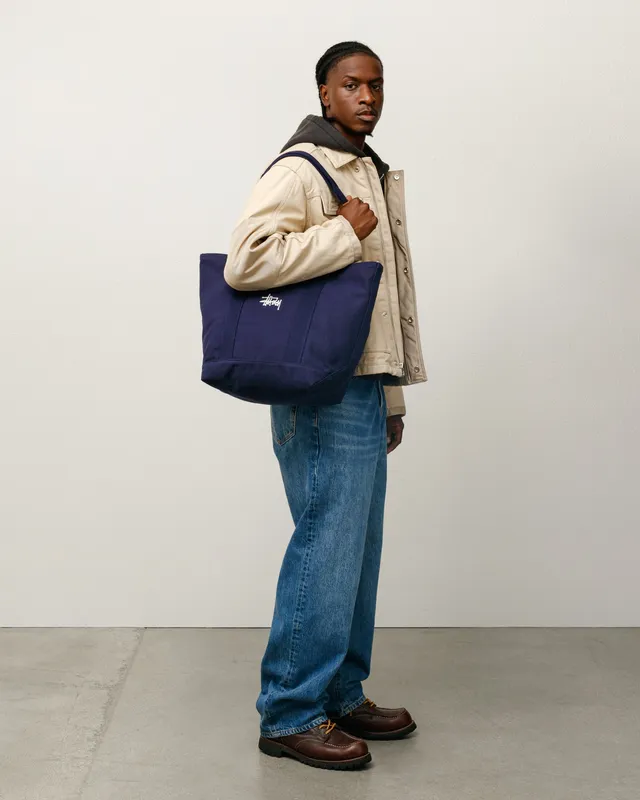 Stussy Canvas Market Tote borsa tela blu navy taglia unica