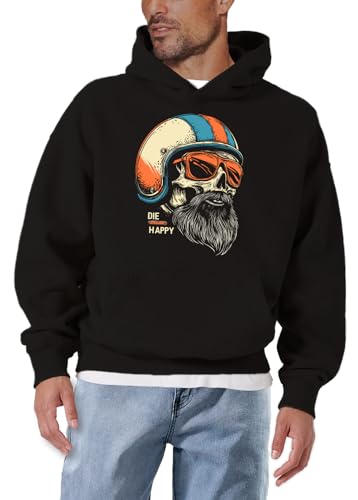 MAKAYA Die Happy Biker felpa con cappuccio uomo XL cotone