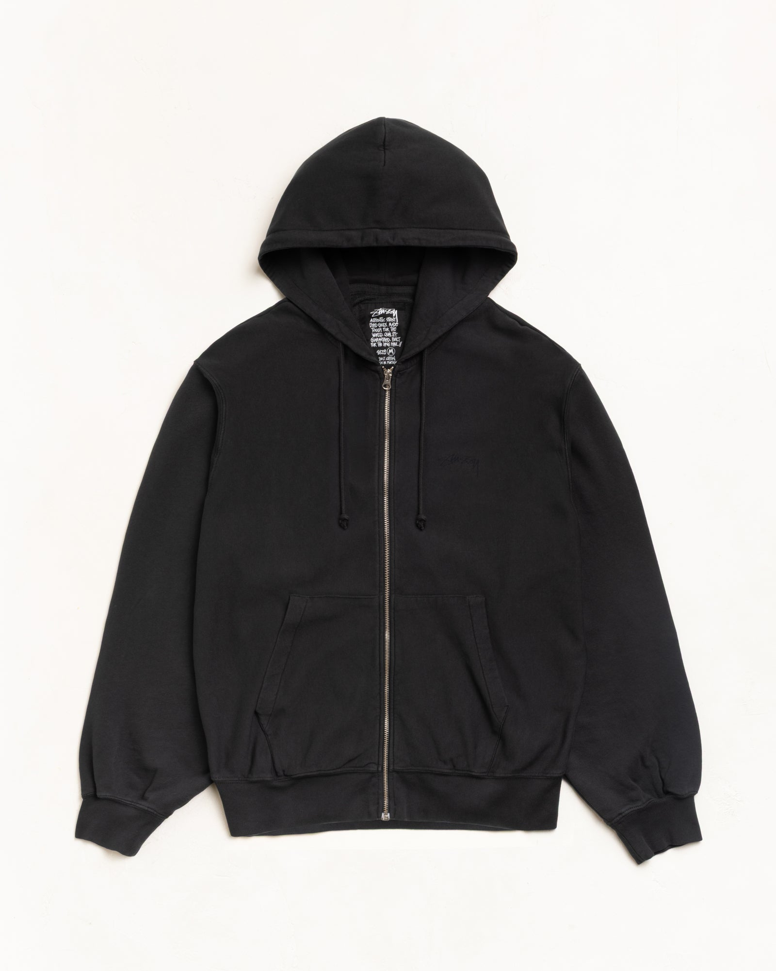 Stussy Lightweight Terry Zip Hoodie felpa black cotone