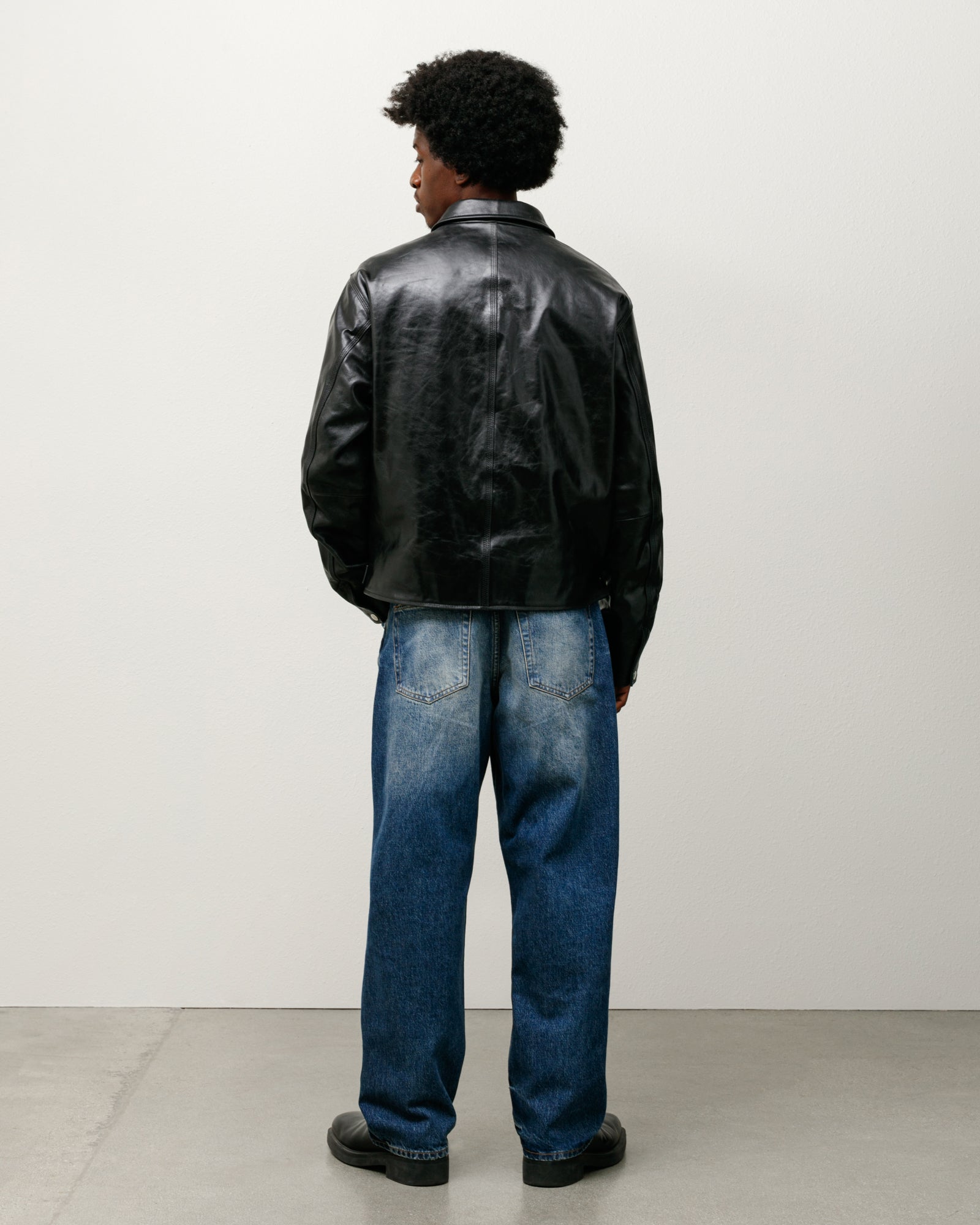 Stussy Garage Jacket Giacca Pelle Black trapuntata YKK