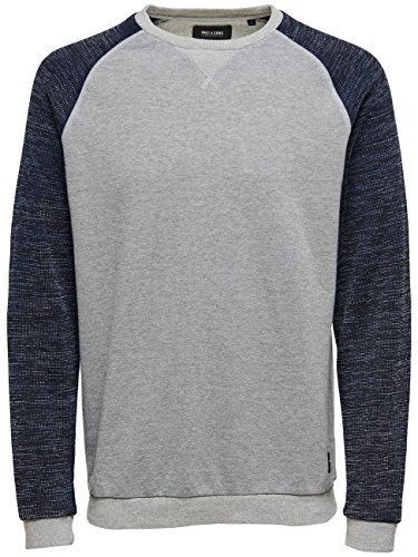 ONLY & SONS Felpa Uomo Grigio Chiaro Melange XXL