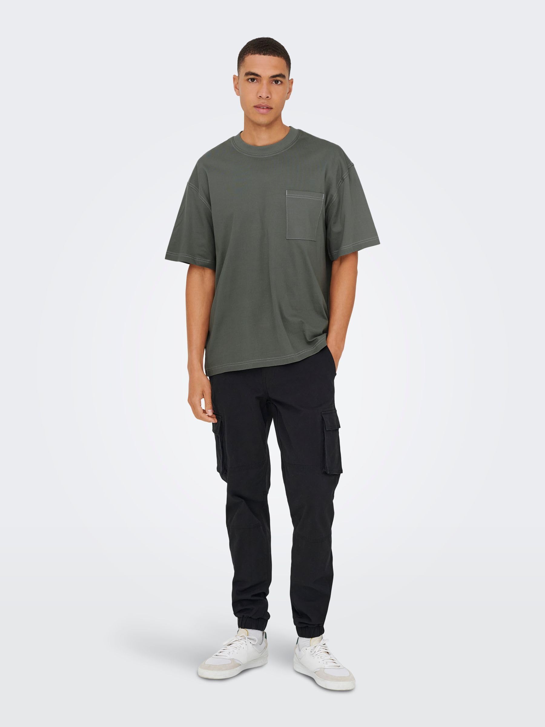 Only & Sons Larry T-Shirt Uomo Grigio XL Cotone