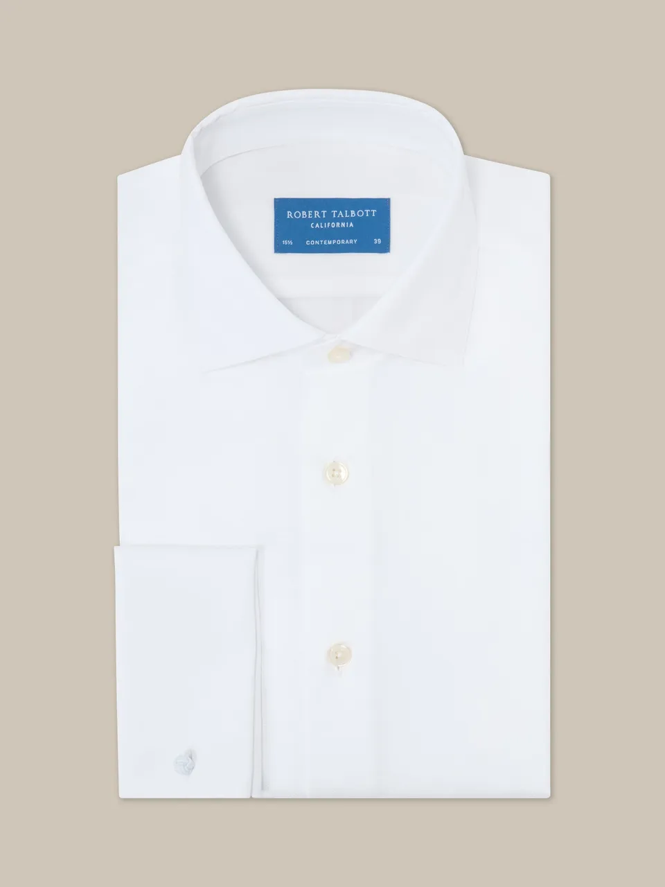 Robert Talbott Reynolds camicia smoking cotone bianca piqué