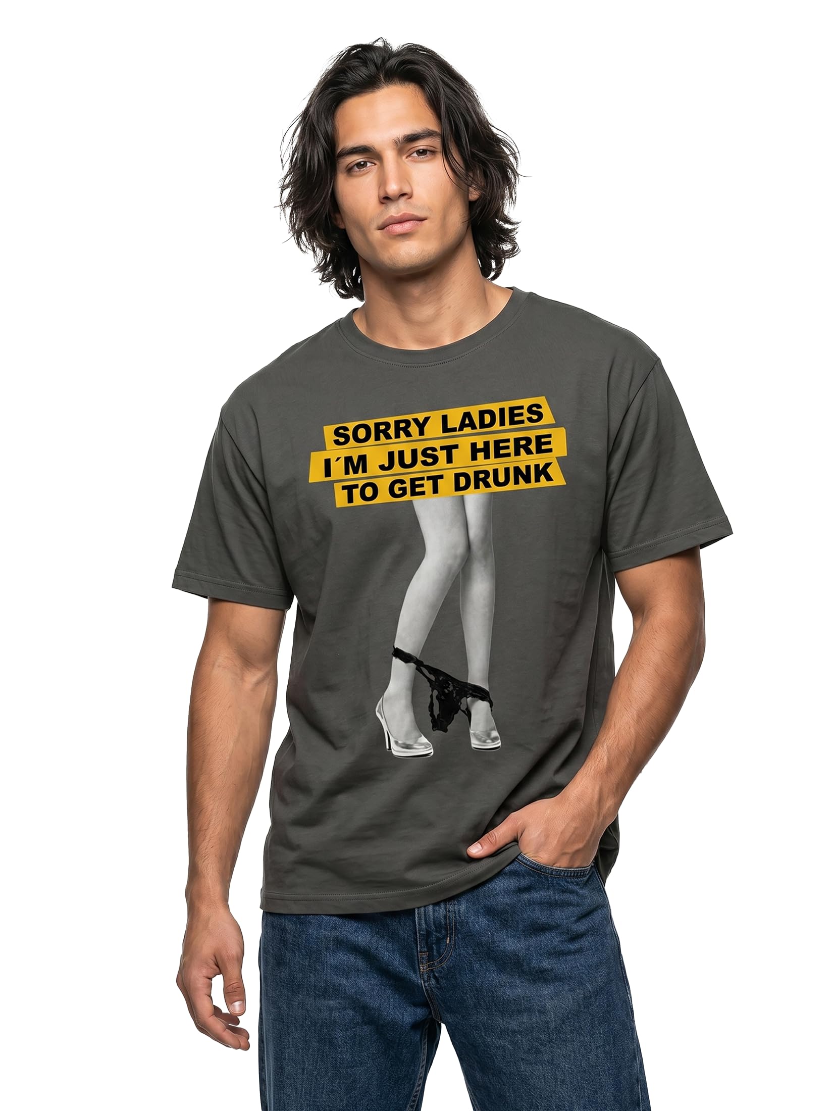 Makaya Sorry Ladies T-Shirt Uomo Grigia Cotone Scritta
