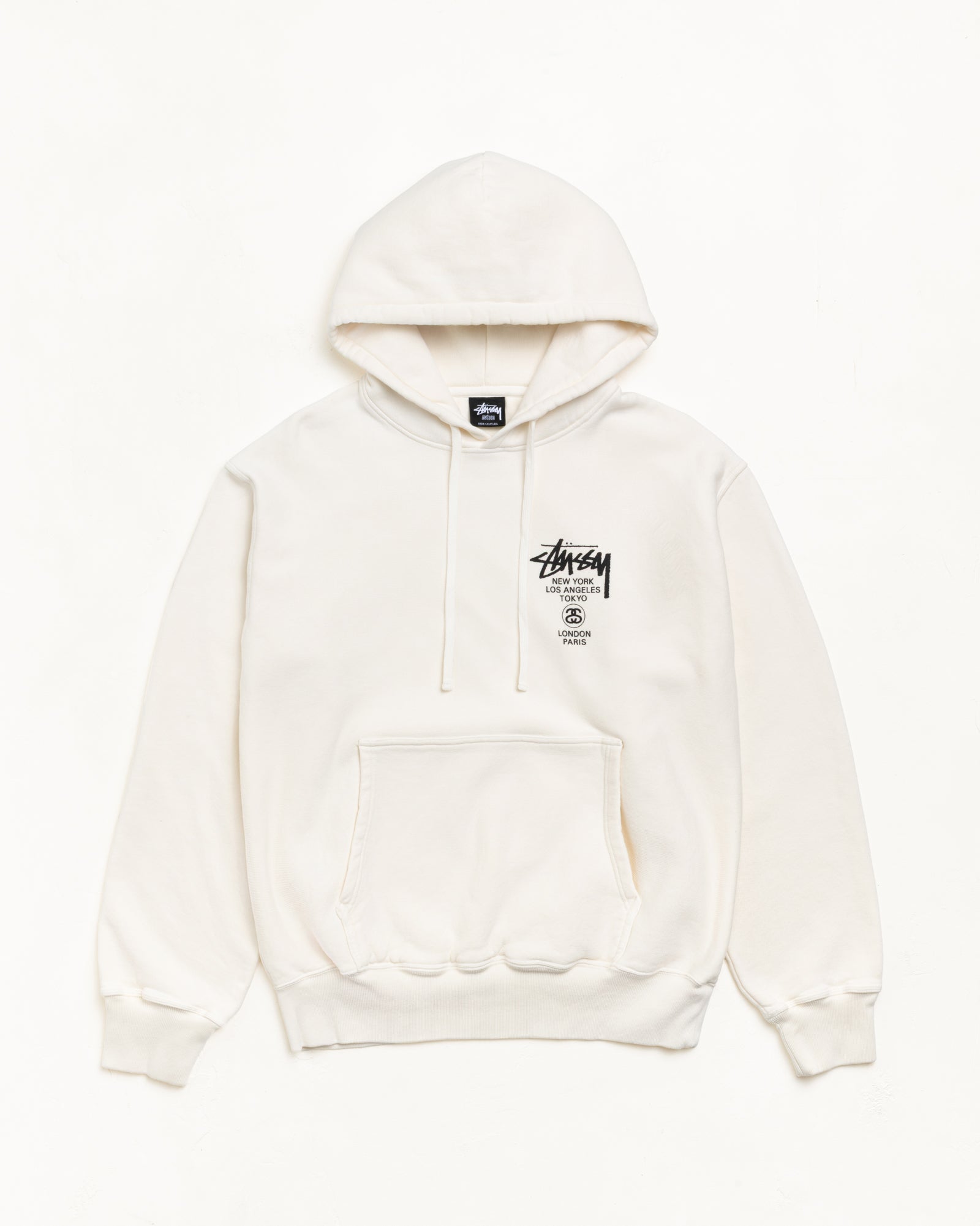 Stussy World Tour Hoodie felpa cappuccio beige cotone