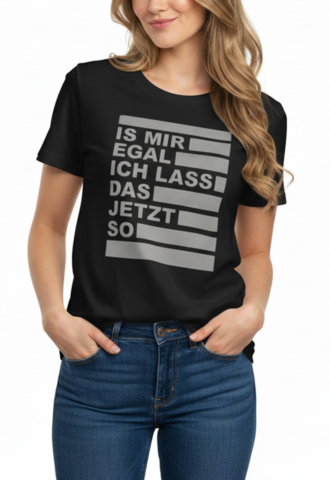 MAKAYA T-Shirt Donna Non Mi Interessa maglietta nera M cotone