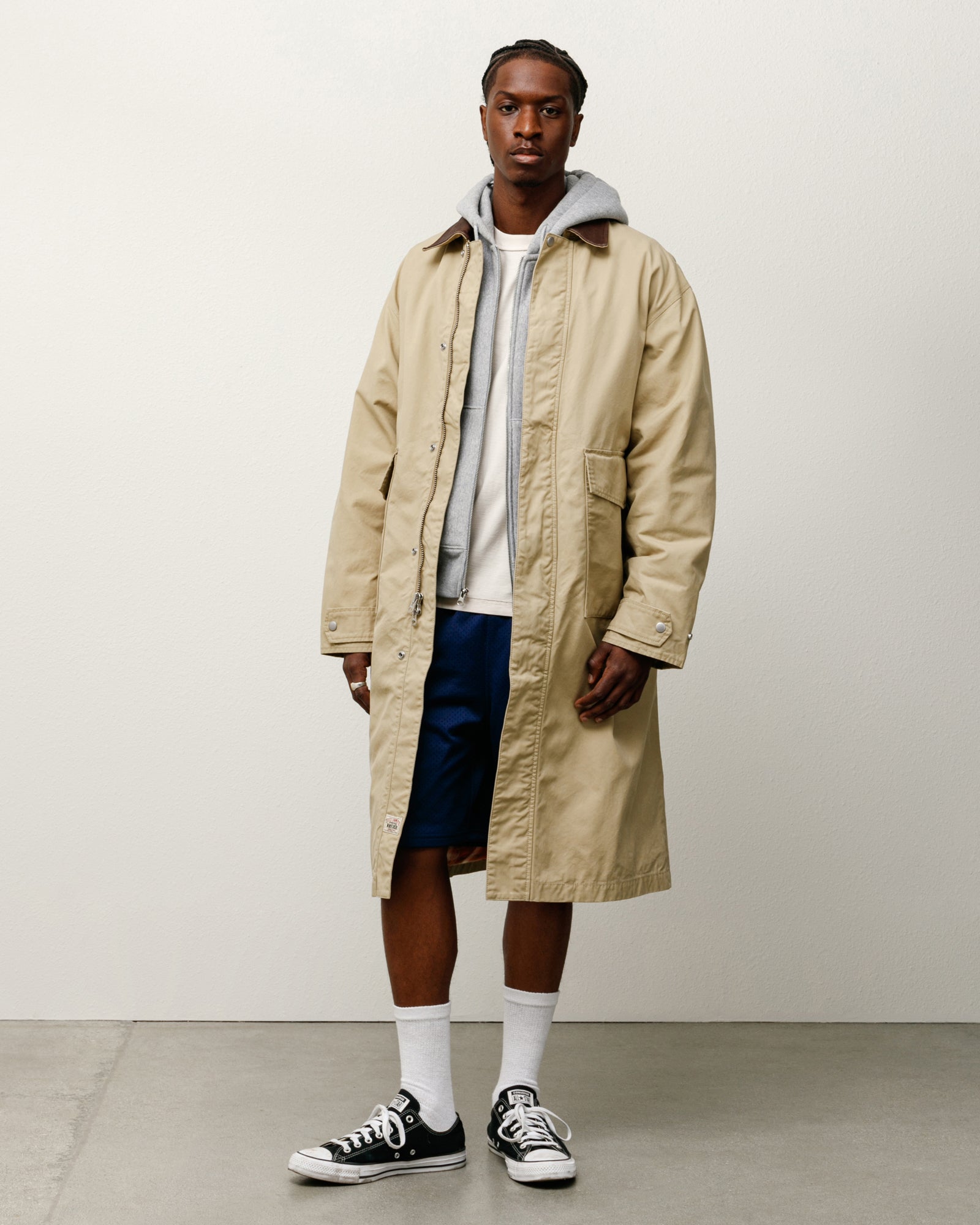 Stussy Duster Coat spolverino kaki 100% cotone