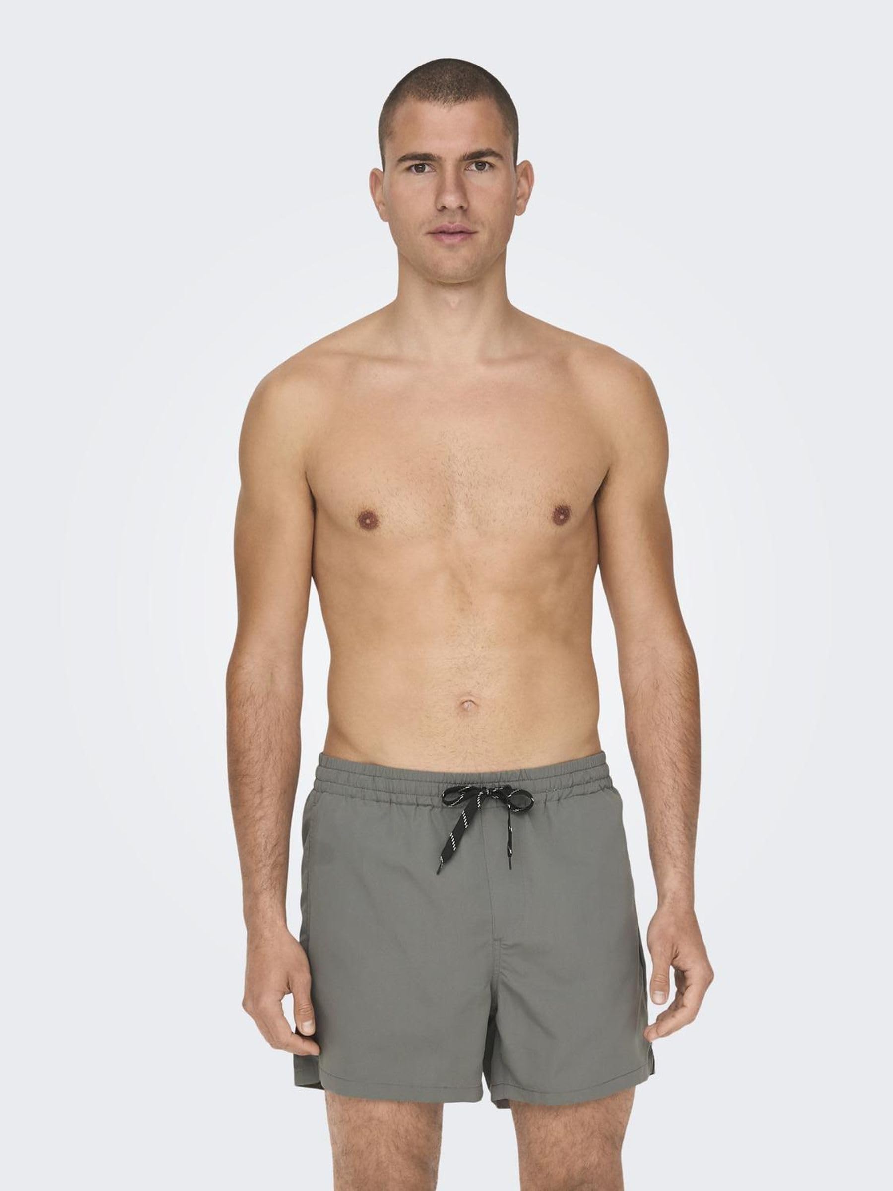 Only & Sons Costume Uomo Castor Gray Boxer Mare Poliestere
