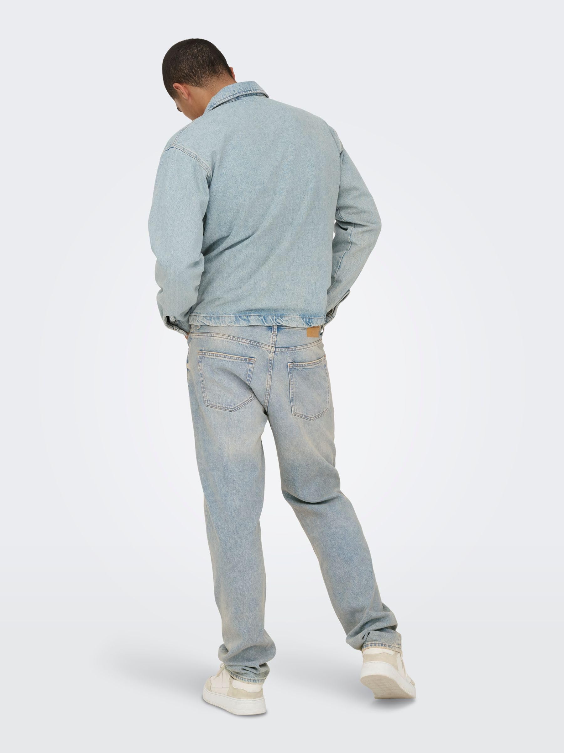 Only & Sons Onsedge Straight Box Jeans Uomo Media Blu Denim