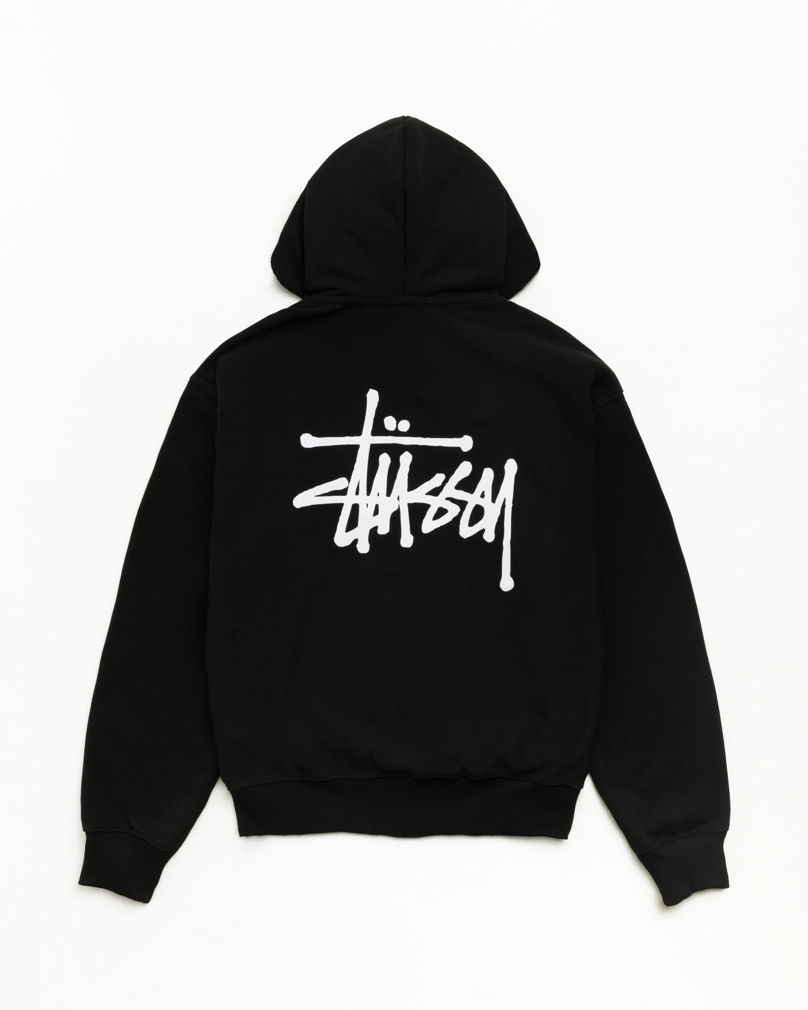 Stussy Basic Zip Hoodie felpa zip nera 430 gsm