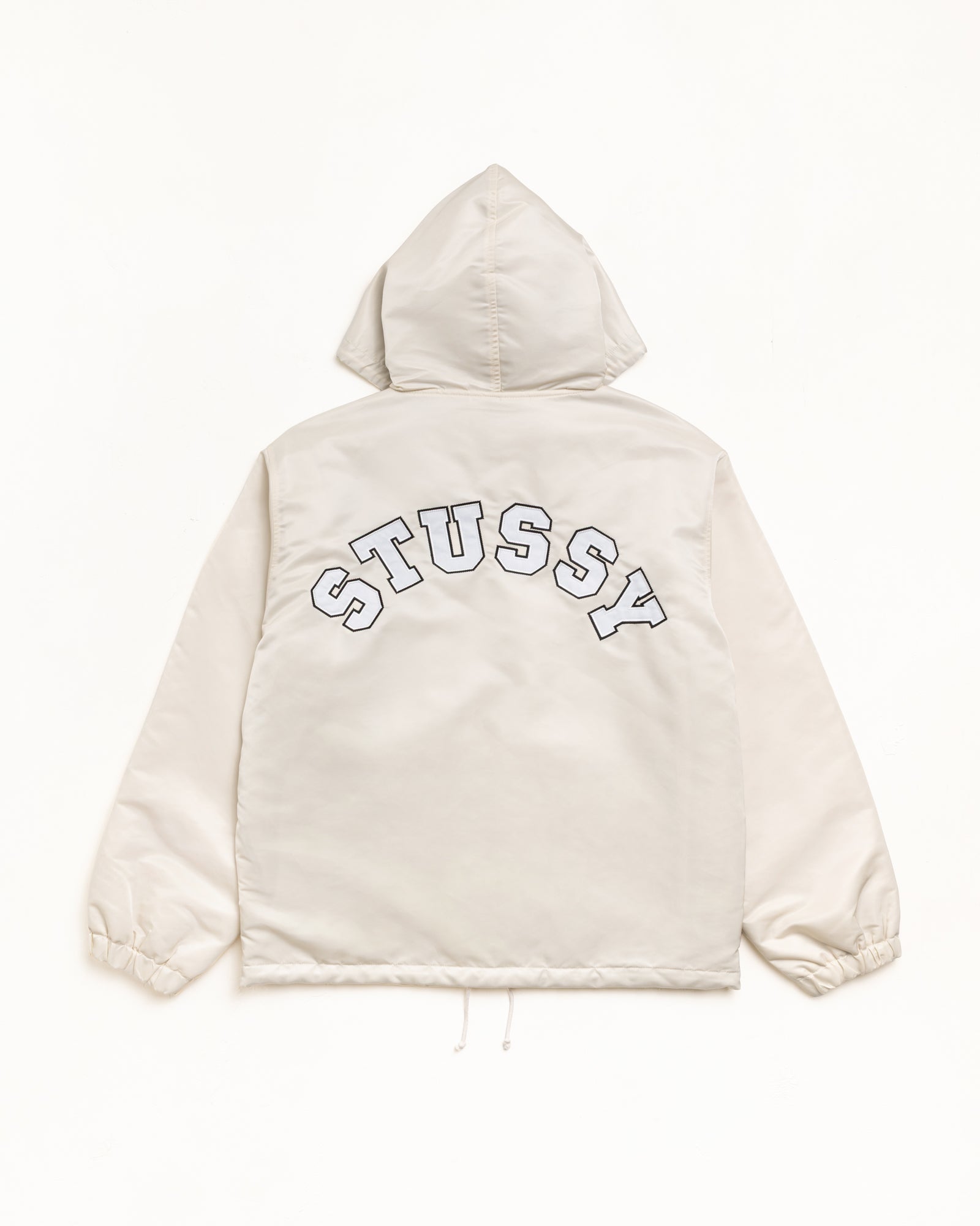 Stussy Hooded Coaches Jacket giacca bone nylon satinato