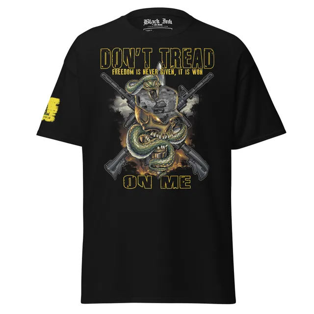 Don't Tread On Me maglietta cotone nera teschio uomo