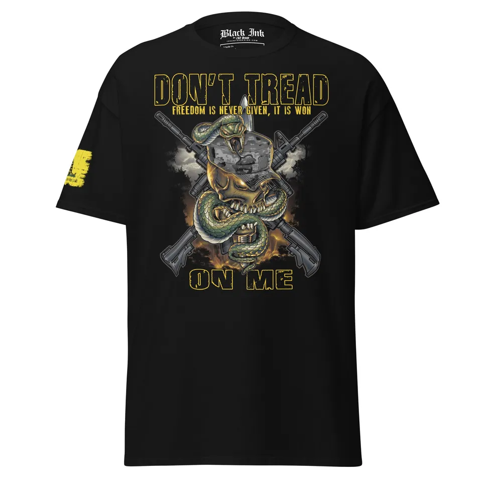 Don't Tread On Me maglietta cotone nera teschio uomo