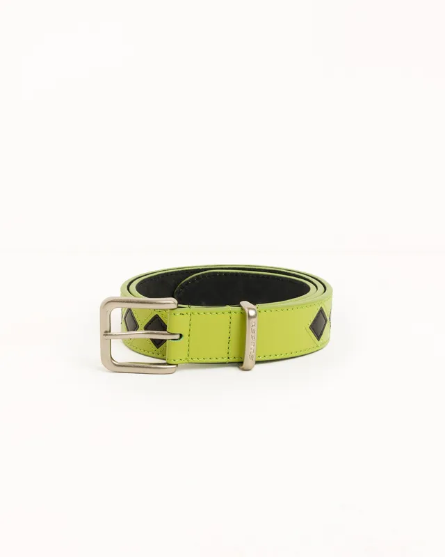 Stussy Argyle Leather Belt cintura pelle Lime