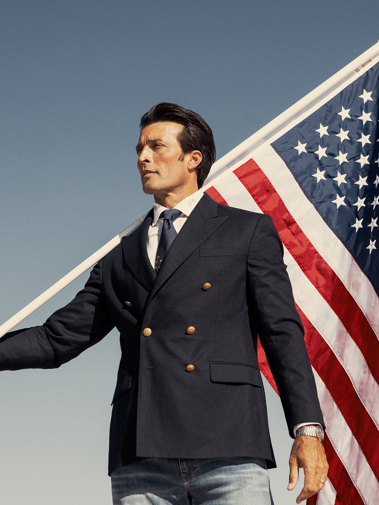 Robert Talbott Howell blazer doppiopetto lana blu navy