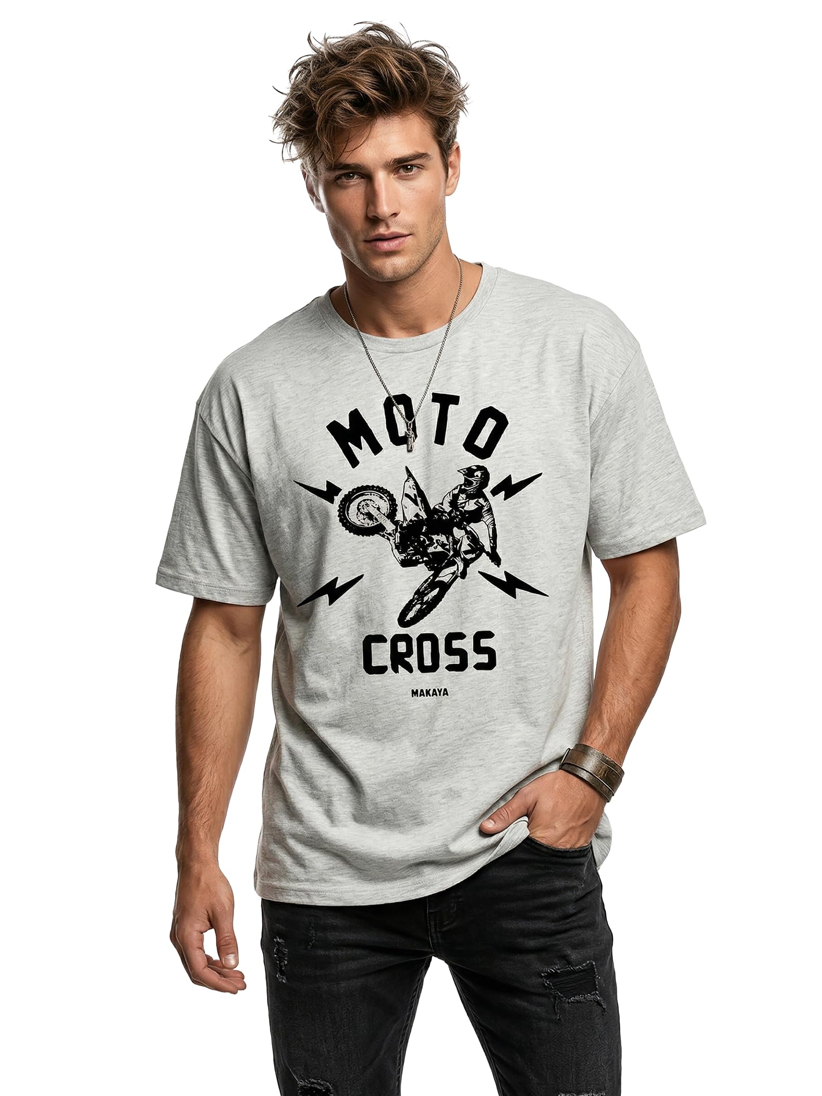 Makaya Moto Cross Enduro T-Shirt Uomo Cotone L