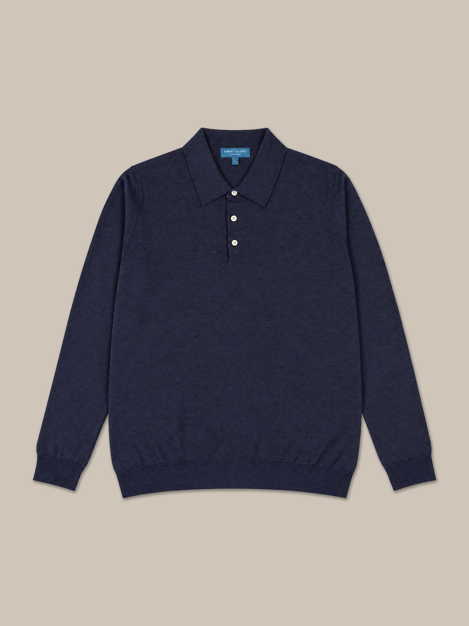 Robert Talbott Henson maglione polo lana seta blu navy