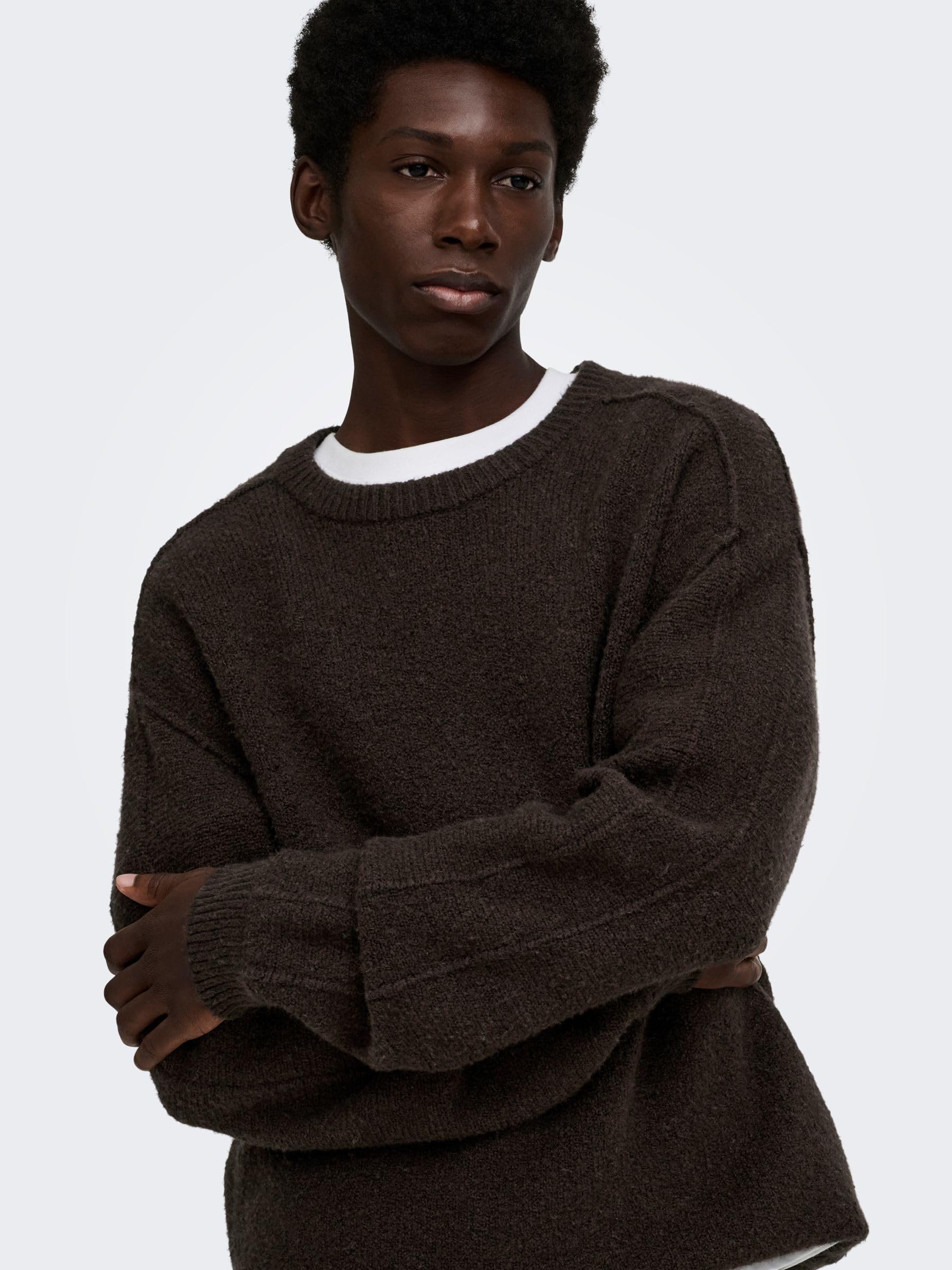 Only & Sons Onsjames Cutline maglione uomo M beige relaxed